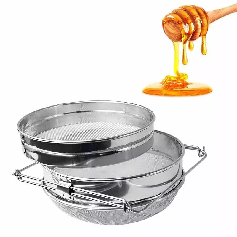 

Reusable Mesh Double-Layer Honey Strainer Stainless Steel Screen Bilayer Honey Filters Beekeeping Equipment Straining Honey Tool