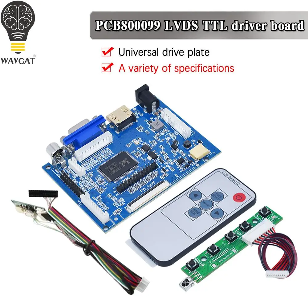 

PCB800099-V9 Controller Board 1366x768 1440x900 1024x600 800x600 Support 30 Kinds of Resolution Driver Board Kit for 4.3"-17.3"