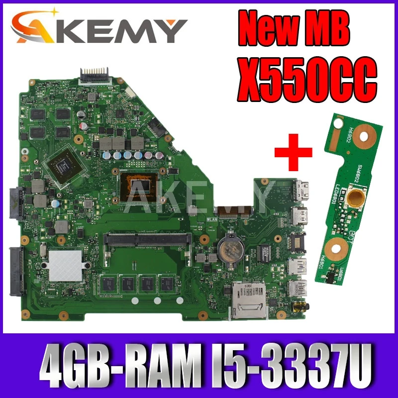 

Akemy X550CC Laptop motherboard for ASUS X550CC A550C X550CL R510C original mainboard 4GB-RAM I5-3337U i5-3317 CPU GT720M