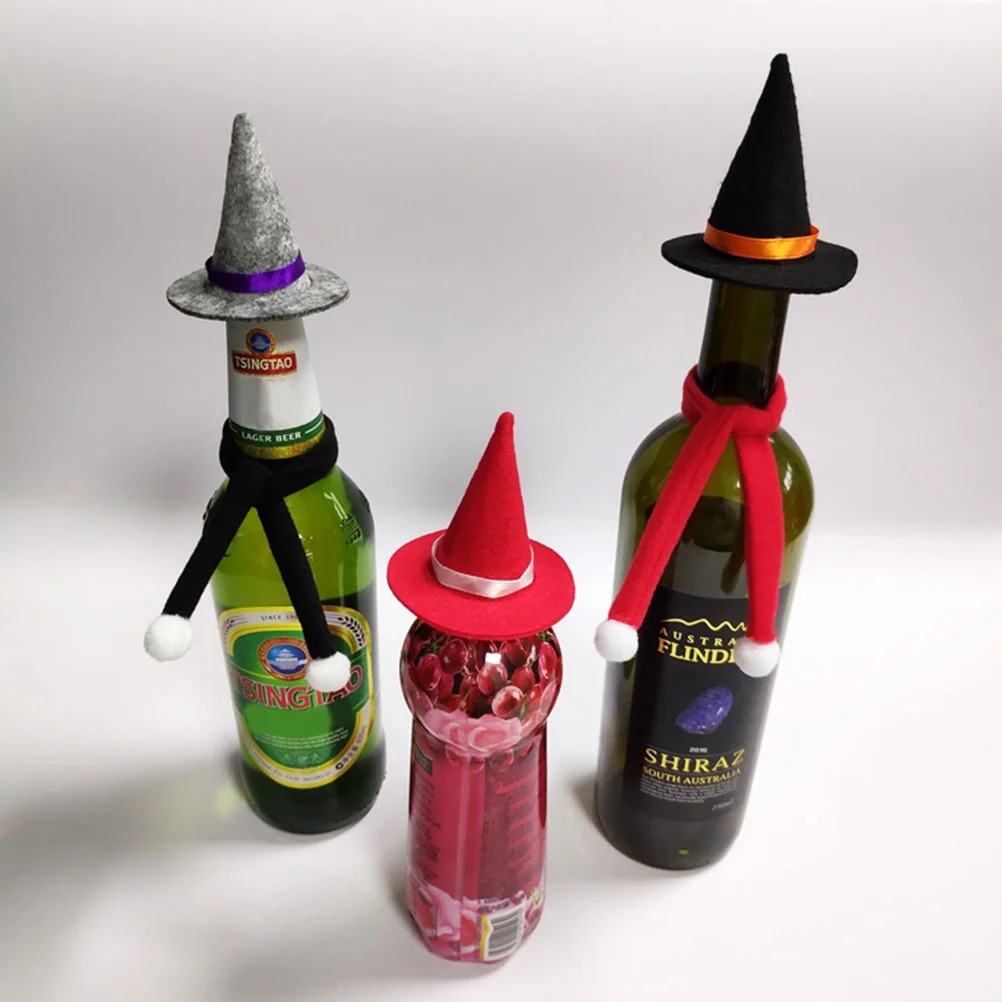 4pcs Mini Felt Witch Hats Bottle Decor 