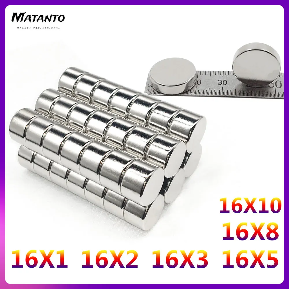 

15/100Pcs 16x1 16x2 16x3 16x5 16x8 16x10 mm Super Strong Round Disc Blocks Rare Earth Neodymium Magnets Fridge Crafts DIY Decora