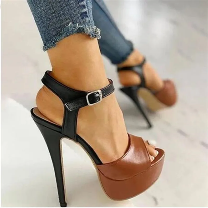 

SHOFOO shoes Sexy women's high-heeled sandals. Summer women's shoes. Multicolor. About 15cm high heels. Lady shoes. Fashion show
