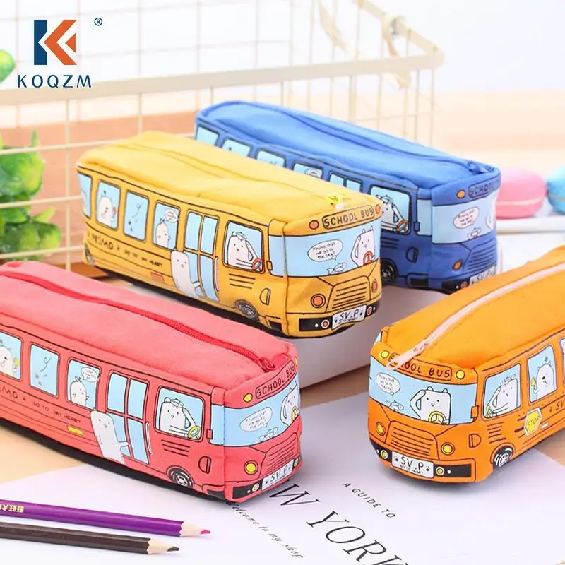 Case School Supplies Bus Pencil Cases Pouch Girl Boys Stationery Pen Bag Storage Holder
