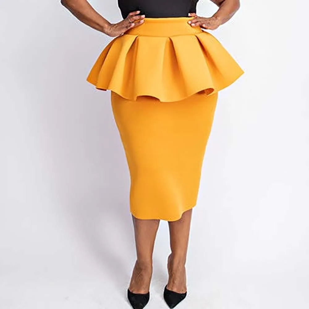 

Women Hip Skirt High Waist RUFFLES Irregular Mid-length Slim Casual Versatile Ladies Office Commuting Fashion Spring Summer 2022