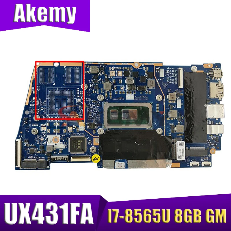 

Akemy UX431FA/FN notebook mainboard For ASUS ZenBook UX431FAC UX431FN UX431F X431FA Laptop Motherboard I7-8565U 8GB GM test ok