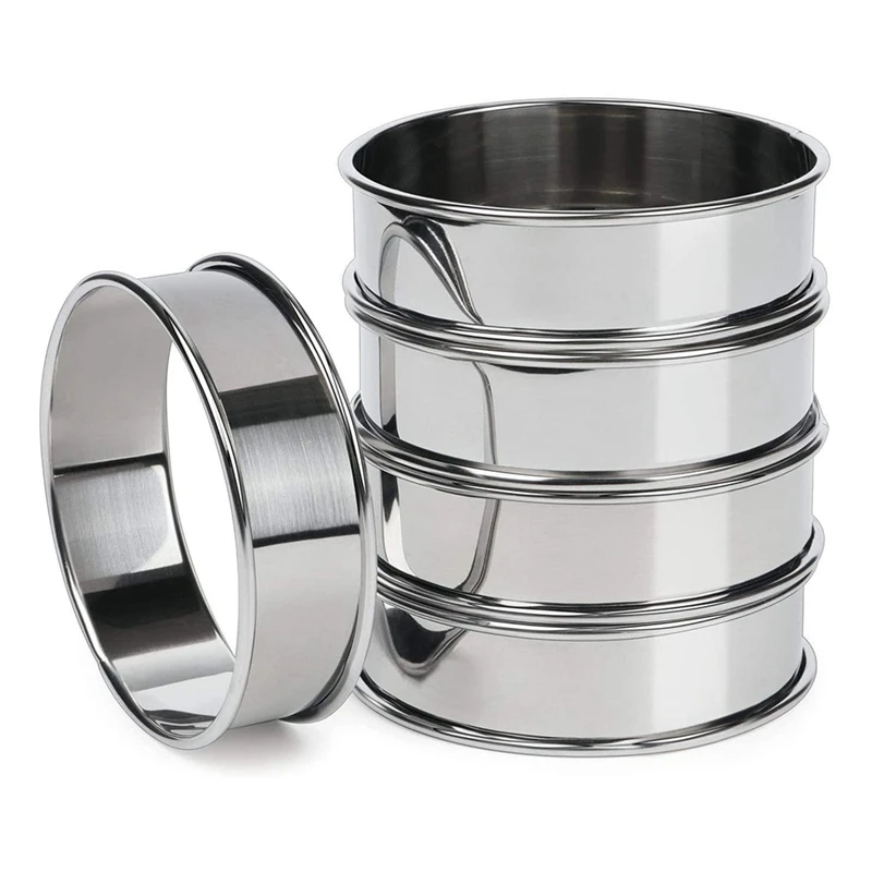 

5 Pieces Double Rolled Tart Rings Round Muffin Rings Crumpet Rings Circular Tart Rings for Home Restaurant Baking Tools