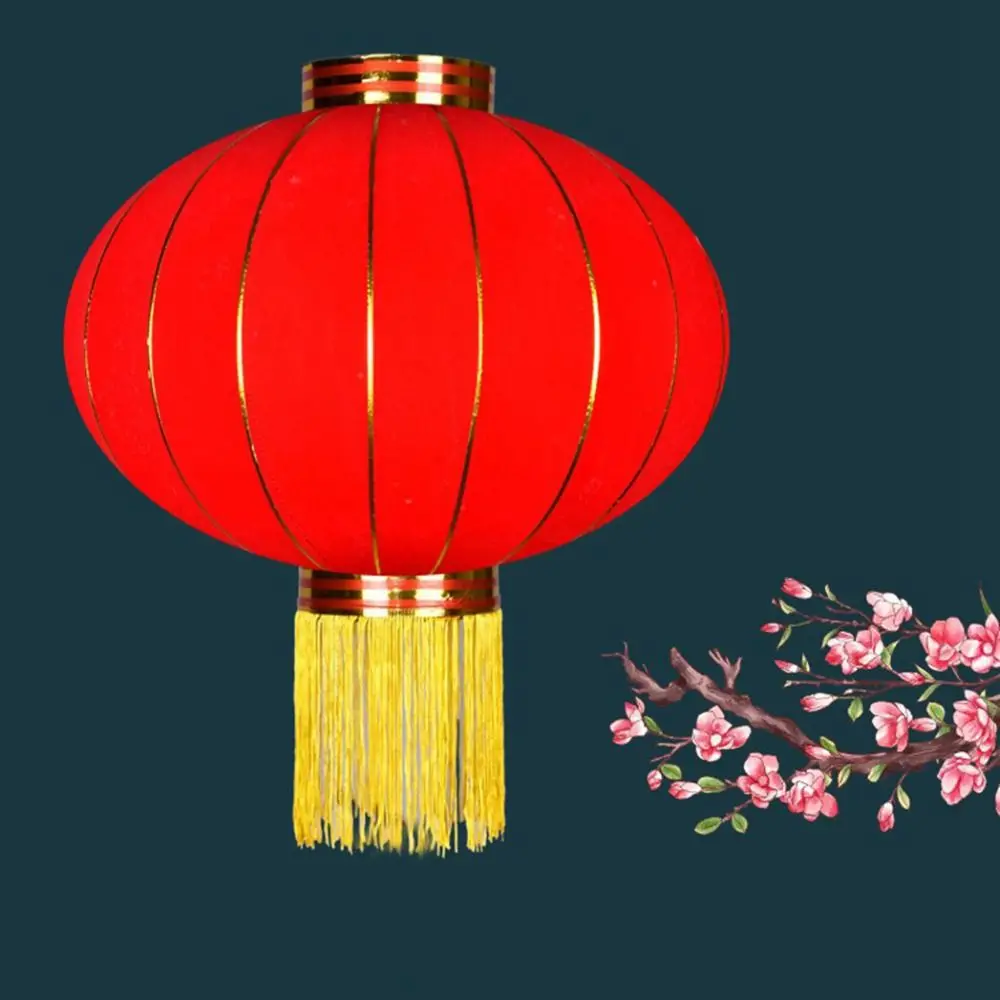 Фонарь в китайском стиле с флокированной тканью и стальной проволокой для