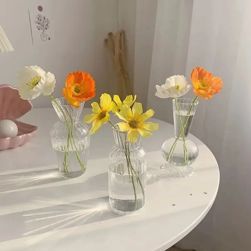 

Glass Vase Transparent Hydroponic Striped Vases Small Fresh Dried Flowers Fresh Flower Table Decoration with Vase Decoration