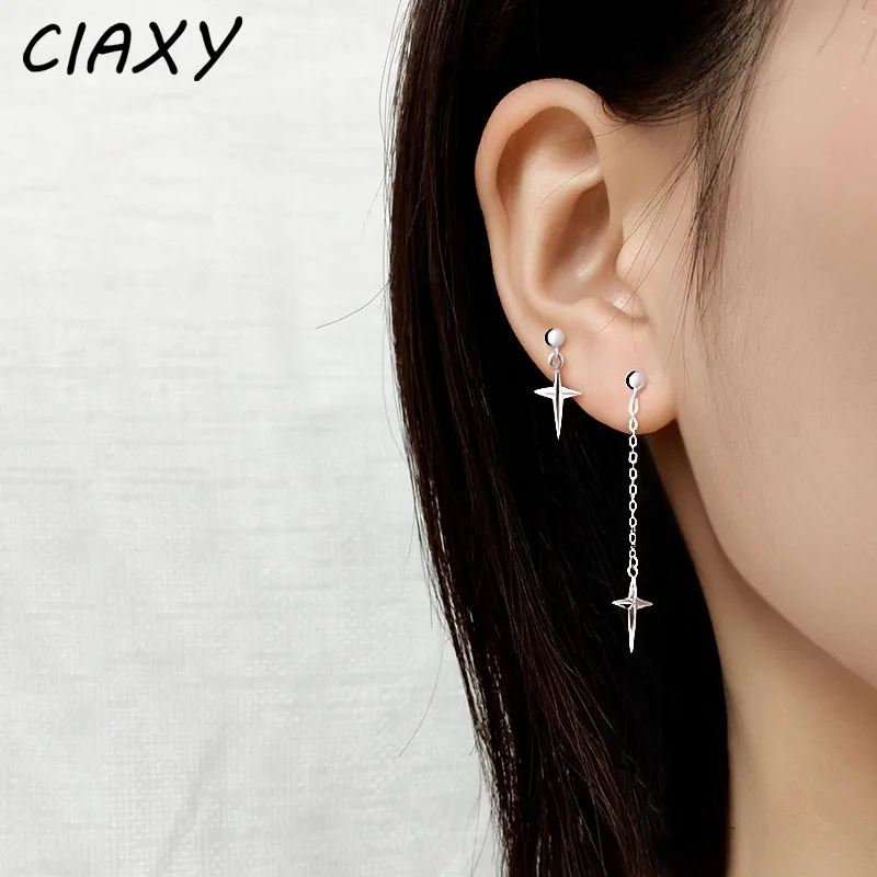 Женские ассиметричные серьги-кресты CIAXY серебристые простые серьги с