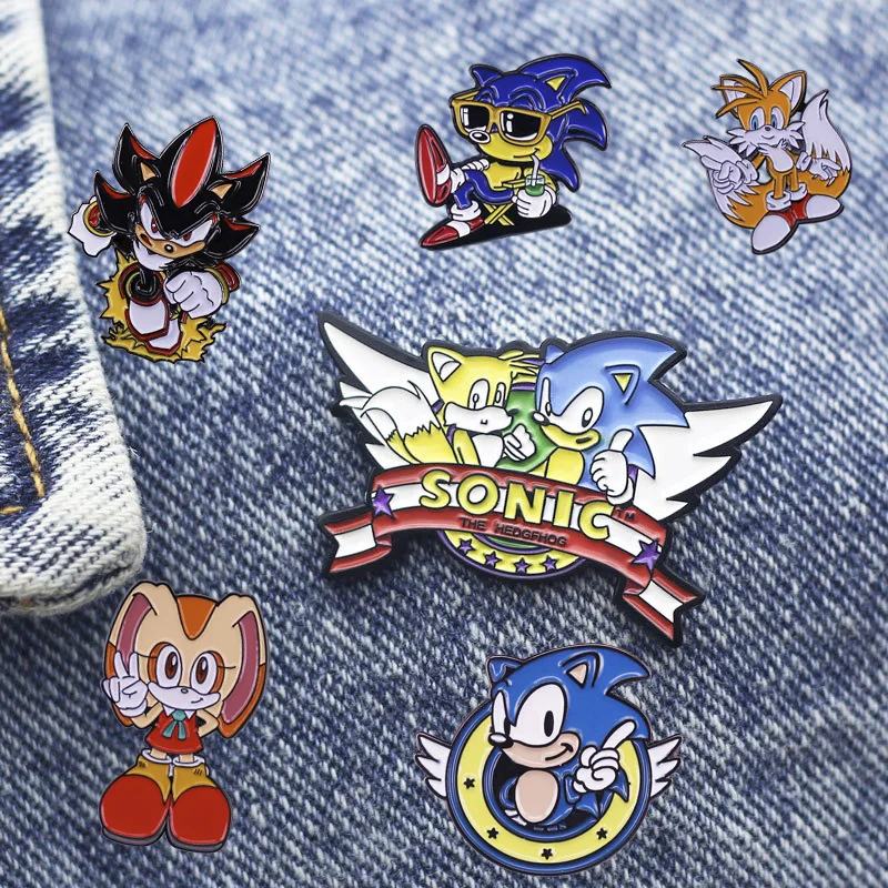 Металлическая брошь в стиле аниме Sonic The Hedgehog