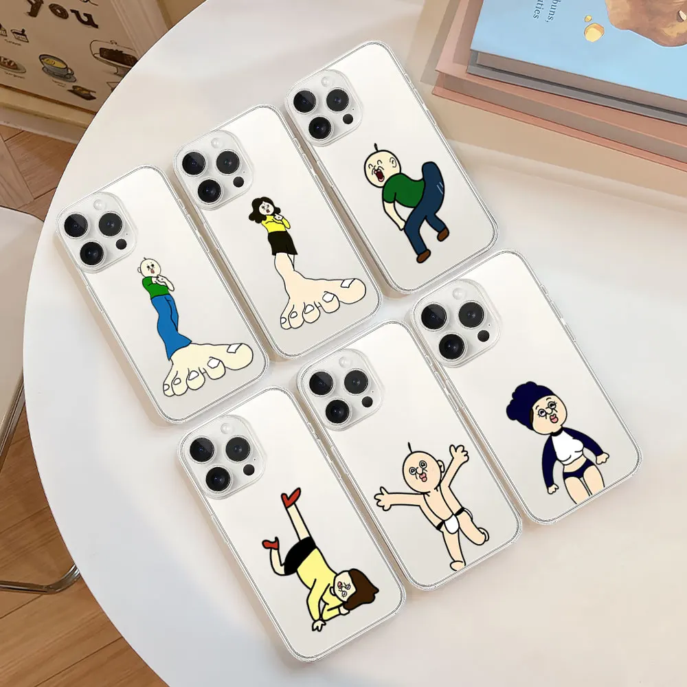Корейский забавный чехол для телефона Bbang пары iPhone 11 12 13 14 15 16 Max Pro Plus прозрачный
