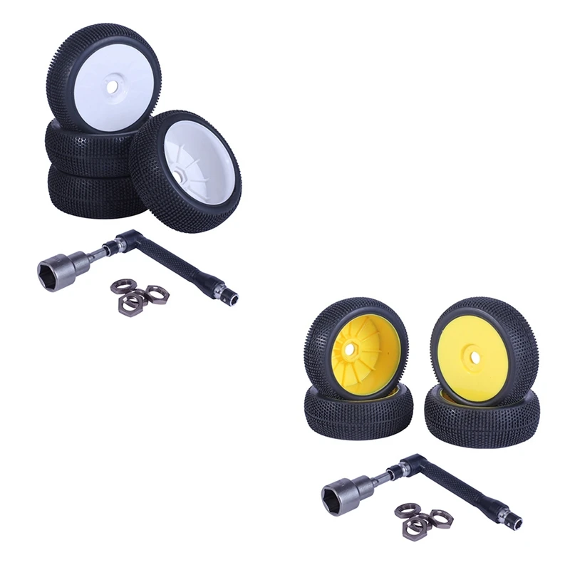 

4Pc 1/8 RC Buggy Truck Off-Road Car Tyre Nylon Hard Wheels with Wrench for Redcat Team Losi VRX HPI Kyosho HSP