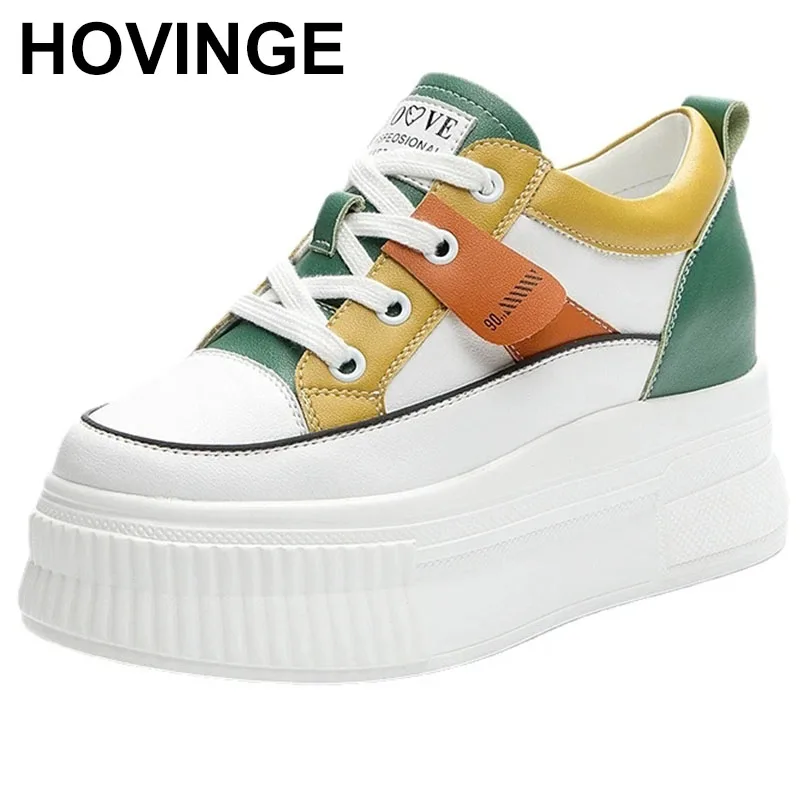 

Женские кроссовки из натуральной кожи, на танкетке со скрытым каблуком 6 см