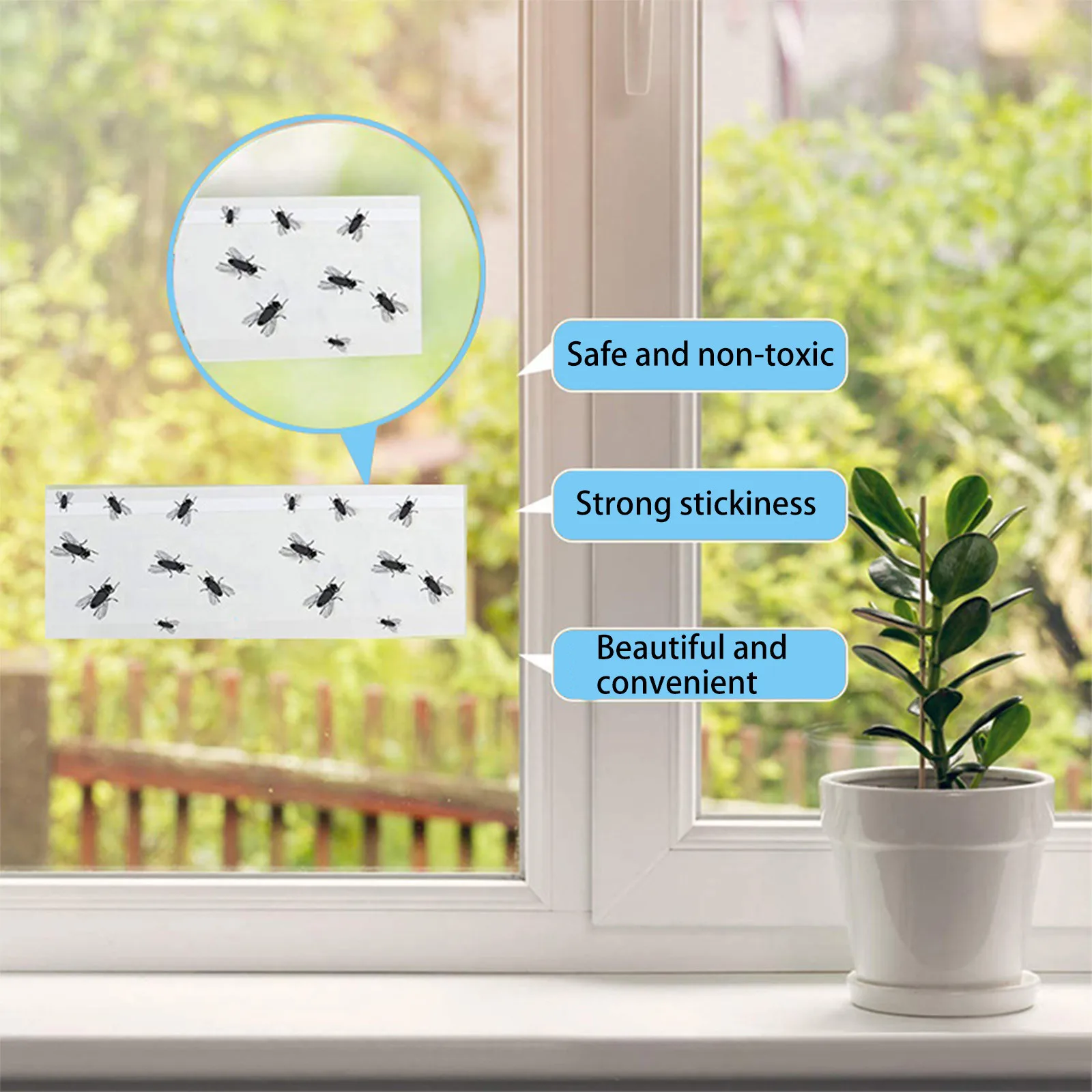 10 Pack Window Fly Catcher Fruit For Indoors Sticky Strips Clear Anti Mosquito