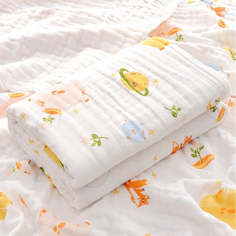Baby Muslin Swaddle 100% Cotton Soft Baby Blanket For Newborn Girl and Boy Baby Wrap Sleepsack Bath Towel 110*110cm