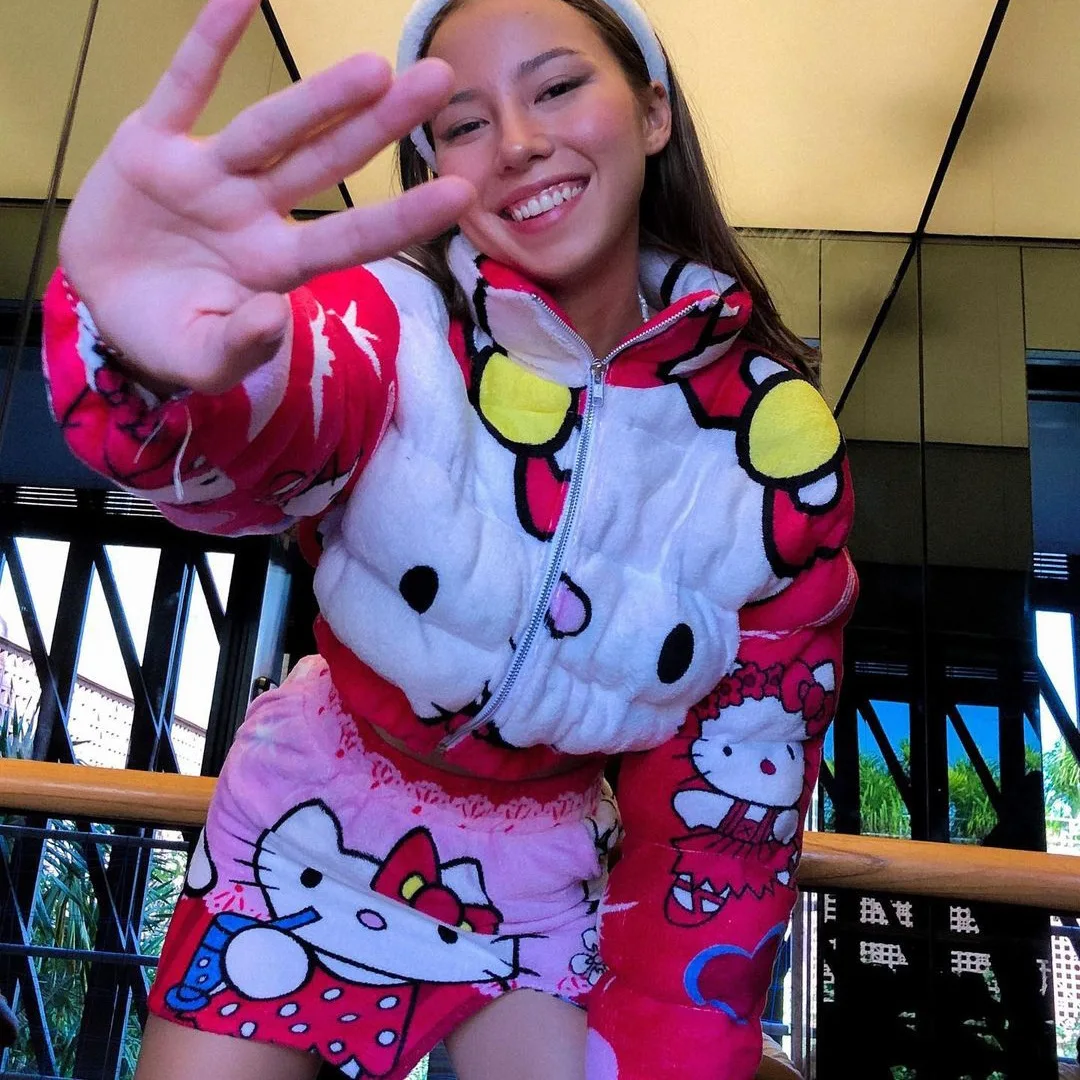 Hellokitty Cute Wind Zipper Jacket Print Female 2022 Standing Collar Warm Long-Sleeved Bundle Mouth Cotton Clothing