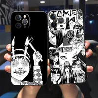 junji ito horror horror anime phone case iphone 11 13 12 pro max 13 12 mini x 8 7 plus xs max xr se2020 black tup case case