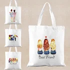 Вместительная Холщовая Сумка-тоут для покупок, с принтом друзей