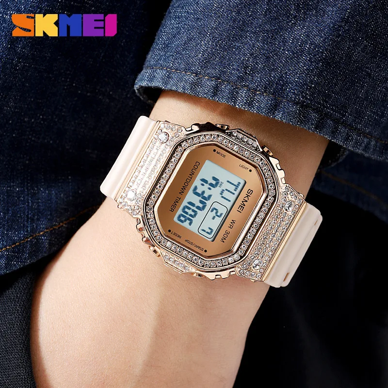 Skmei 2023 новые роскошные женские электронные часы с бриллиантами студенческие