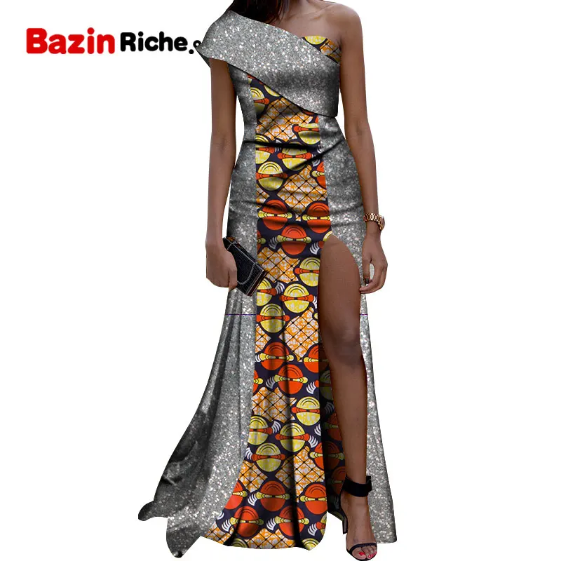 

Print African Clothes Women Evening Elegant Ladies Long Evening Gown Sexy African Clothing for Women Party Dress WY8464