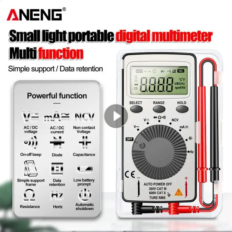 

AN101 Mini Digital Multimeter Multimetro Tester Pocket Professional Testers With Test Lead DC/AC Voltage Current Lcr Meter Tool