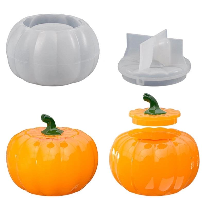 

3D Pumpkin Jar Resin Mold Storgae Box with Lid Silicone Molds Storage Container DIY Crystal Epoxy Mould Jewelry Making