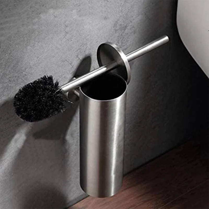 

Fashion Toilet Brush Holder With Brush Wall Mount Stainless Steel Bathroom Accessories Cleaning Brush Holder Sets