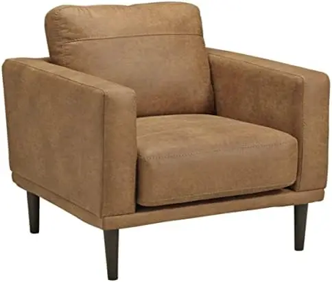 

Mid Century Modern Faux Leather Loveseat, Dark Gray