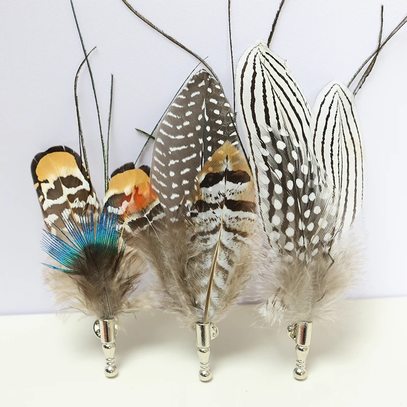 Красочные Изготовленные На Заказ броши в виде перьев фазана петуха перья модная
