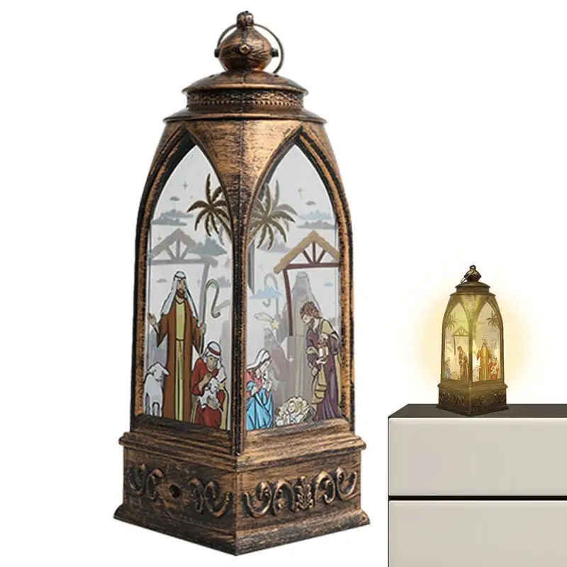 

Christmas Lights Hanging Lantern Nativity Handheld LED Christmas Decorative Lamp Decoration Vintage Indoor