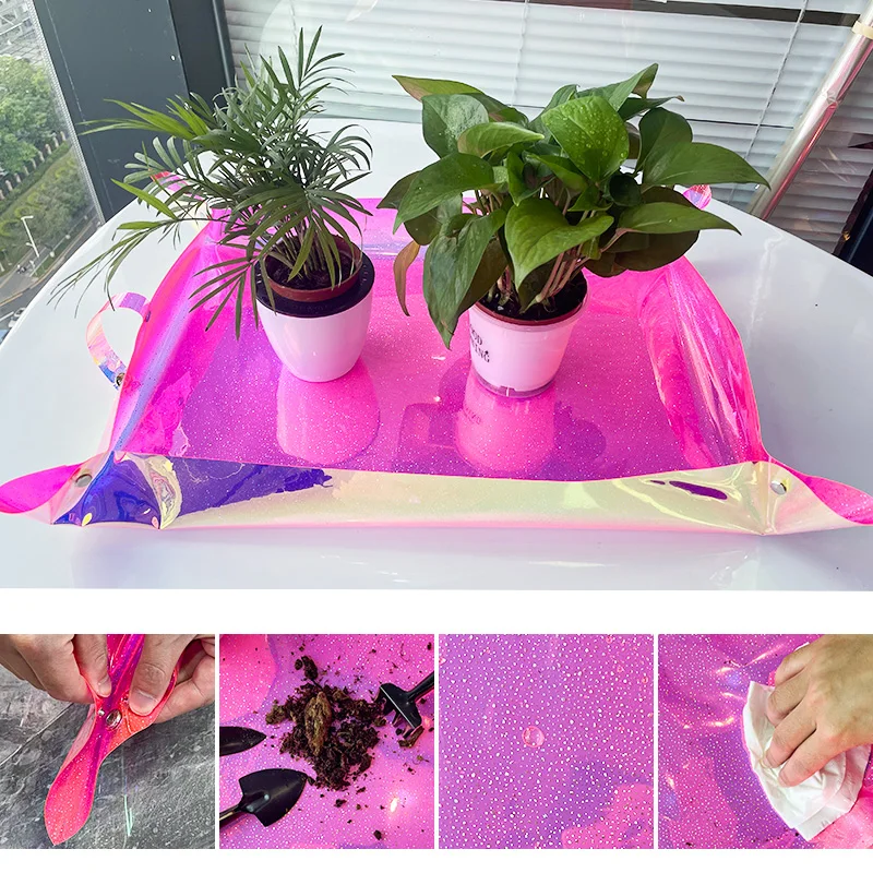 Коврик для посадки 68x50 см, голографический горшечный коврик для садоводства, Складной садовый горшок для цветов, водостойкие коврики для пересадки растений #8557