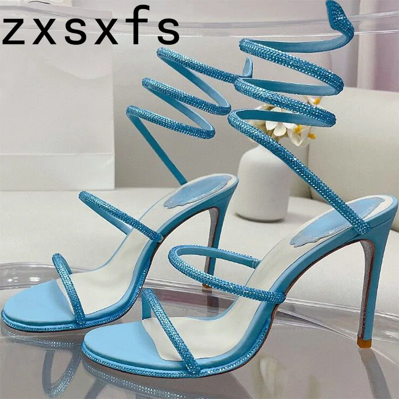 Zxsxfs модельные сандалии на каблуке со стразами туфли для вечеринок женские белые
