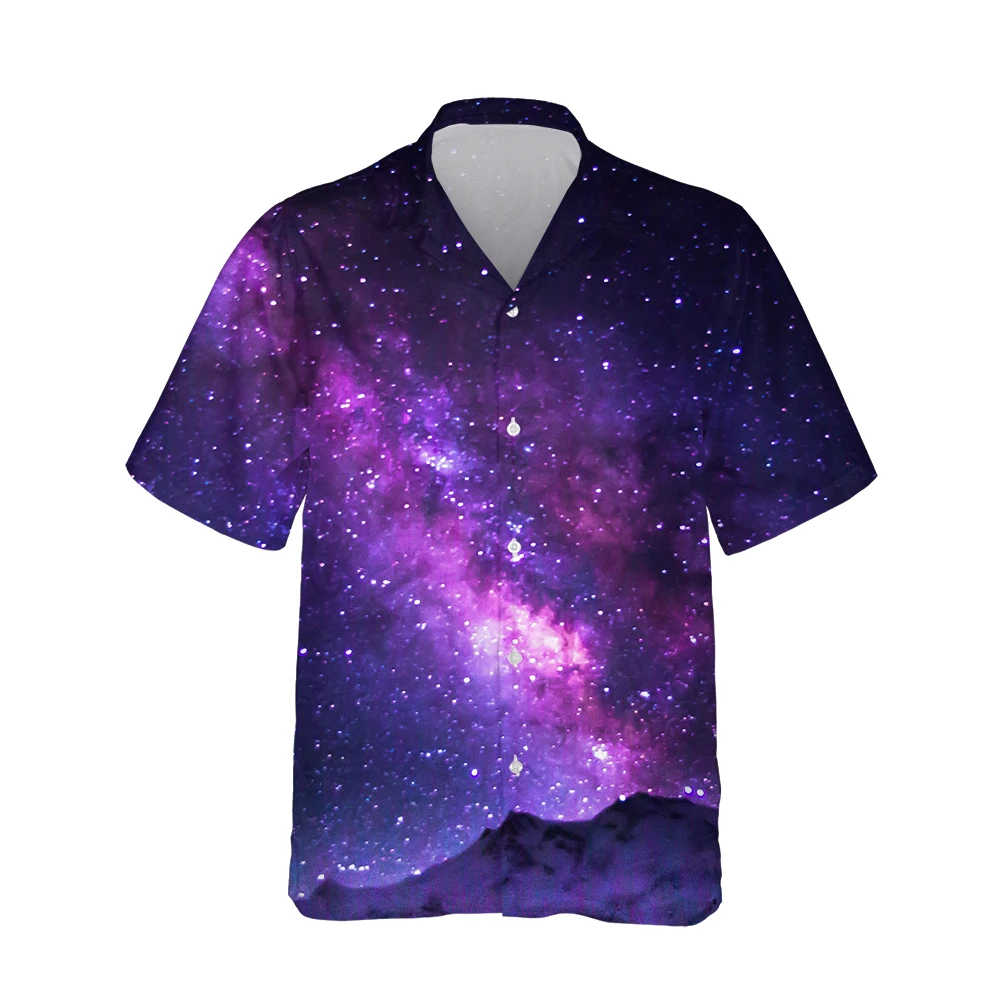 3D Harajuku Galaxy Universe Print Mens Hawaiian Shirt 3d Space Nebula Pattern New Male Casual Loose Oversized Aloha Shirt S-5XL