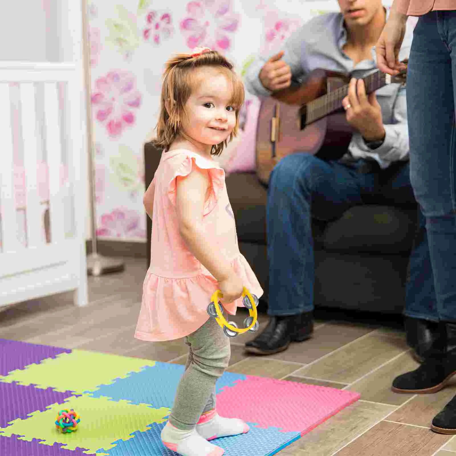

Four Bell Circle Party Tambourine Toys Handheld Tambourines Musical Toys For Adults