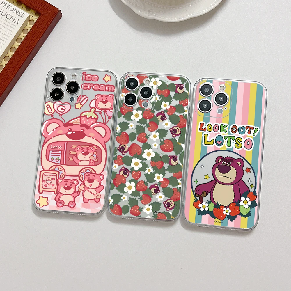 

Cartoon Disney Lotso Bear Phone Case For Xiaomi Redmi Note 12 11 11T 10 10S 9 Pro Plus 10C K40 K50 K60 4G 5G Transparent Cover