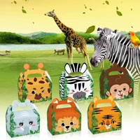dd197 4pcs party favor paper boxes for birthday party kids supplies gift box jungle safari zoo animal baby shower favor boxes