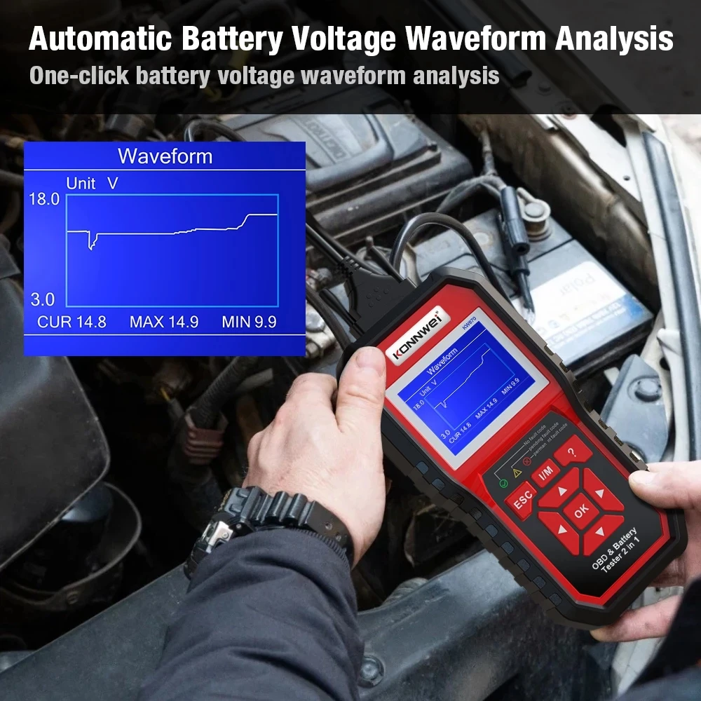 Тестер аккумулятора для автомобиля и мотоцикла KW870 сканер OBD2 диагностический