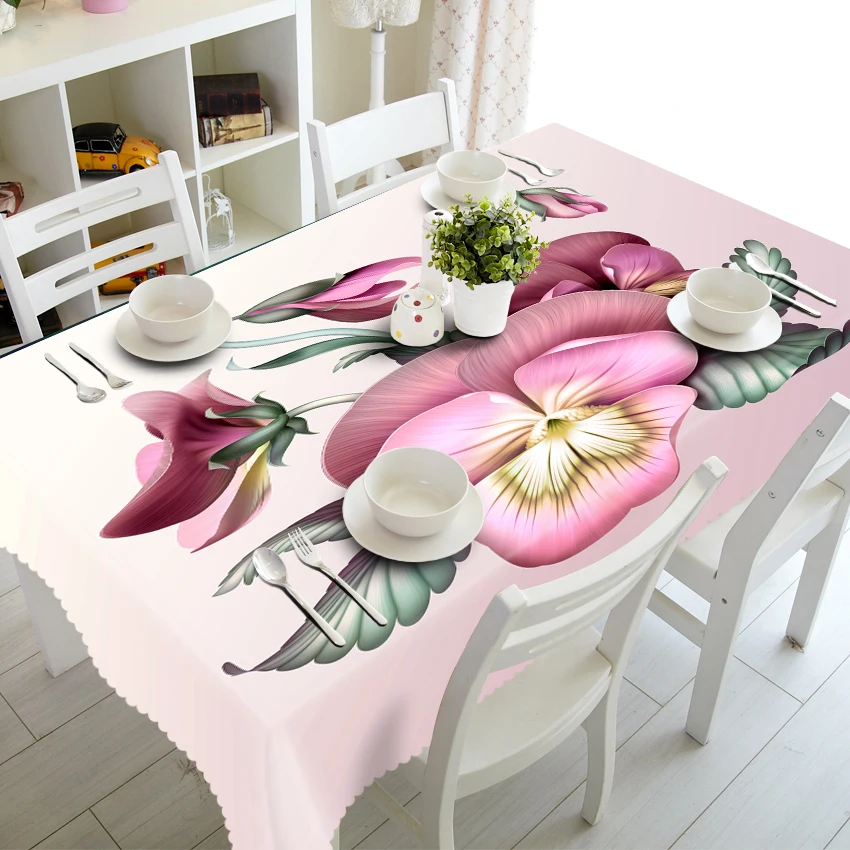 

Red Tropical Exotic Flower Tablecloth Oxford Cloth Rectangular Kitchen Table Cover Home Party Wedding Decoration Nappe De Table