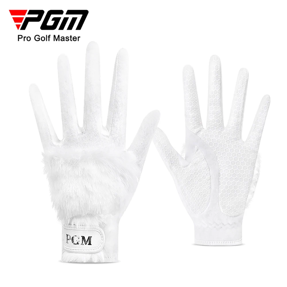 

PGM ST033 Golf Gloves Autumn And Winter Women's Fleece Thick Imitation Rabbit Hair Plush Kari Velvet Super Anti-Slip 17-21 Size