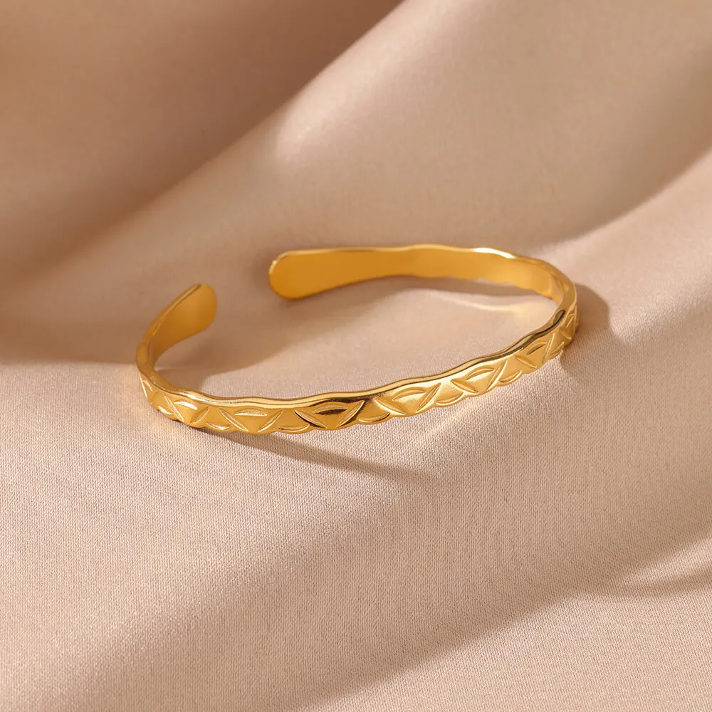 Браслет из нержавеющей стали золотого цвета для мужчин и женщин регулируемый