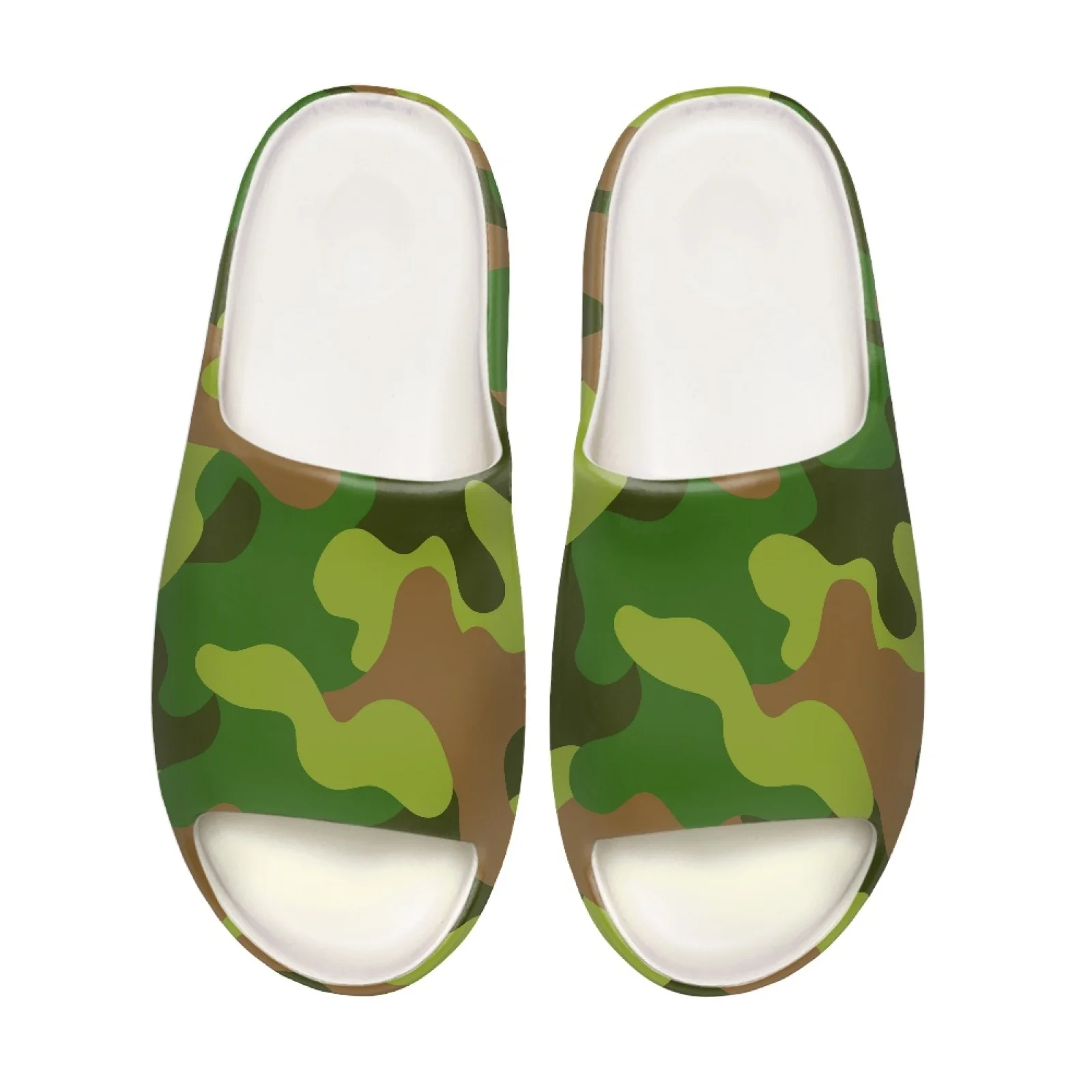 

High Quality Green Camouflage Coconut Slippers Unisex Beach Casual Breathable Slippers Resilience EVA Soft Sole Anti-Slip Design
