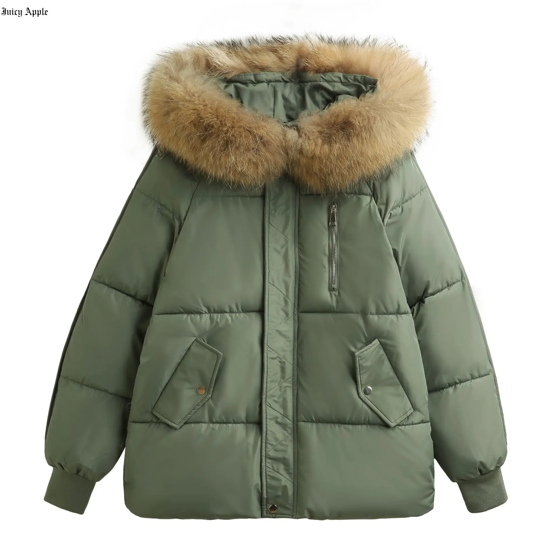 Autumn Winter Coat 2022 For Women New Thicken Warm Jackets Female Fur Collar Hooded Overcoat Parkas Ladies Cotton Padded Outwear