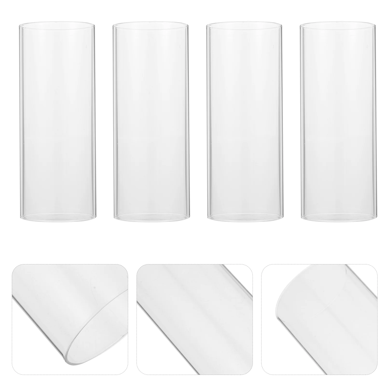 

4 Pcs Shade Cylinder Vases Cover Decor Accessory Simple Glass Sleeve Protective Container High Borosilicate Ornament Cup