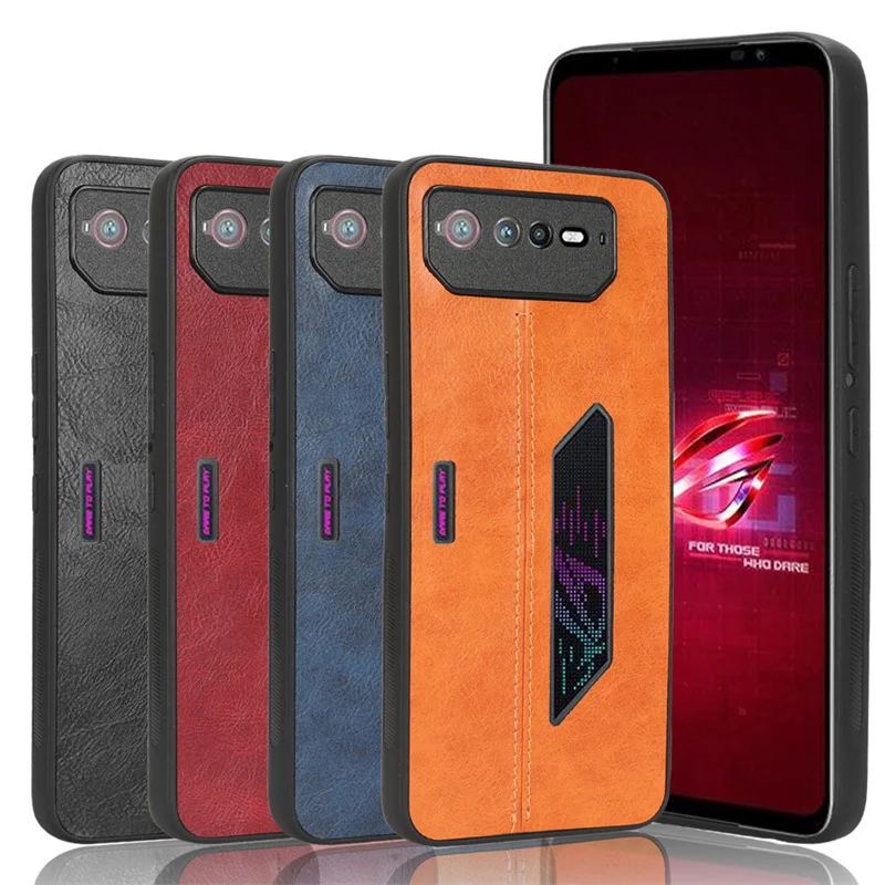 

For ASUS Rog Phone 6 Case Suture Calfskin Soft Edge PU Leather Hard Back Phone Cover For ASUS Rog Phone 6Pro Bag Case