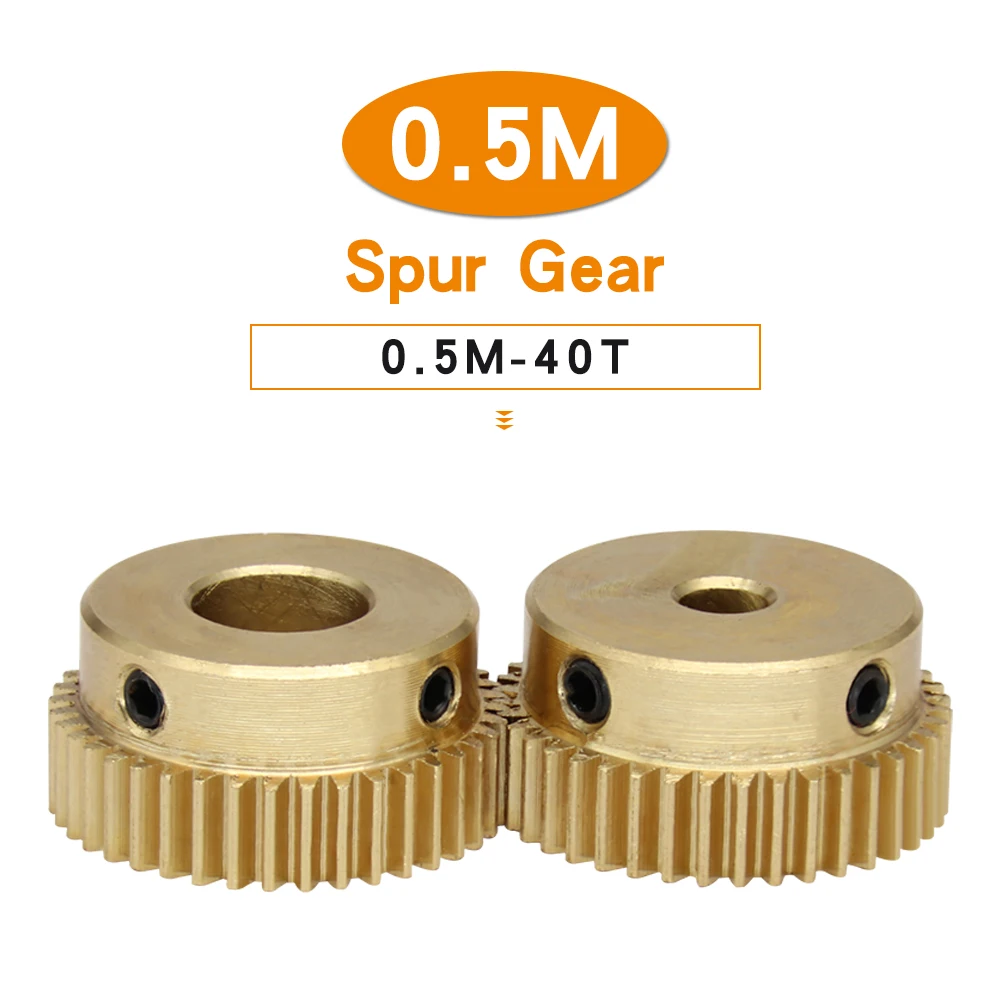 1 Piece Spur Gear 0.5M-40T Bore 4/5/6/6.35/7/8 mm Copper Brass Mini Worm Gear Teeth Height 5 mm For Transmission Accessories