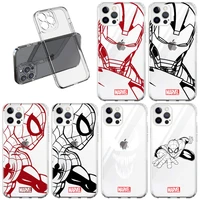 marvel iron man spiderman cool clear case for apple iphone 13 pro 11 12 7 8 plus se 2022 xr x xs max 6 6s silicone phone cover