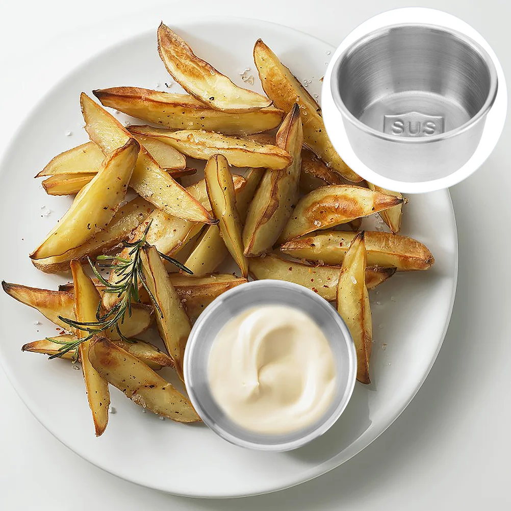 4 шт. чашки для пудинга из нержавеющей стали блюдо кетчупа и приправ серебряная