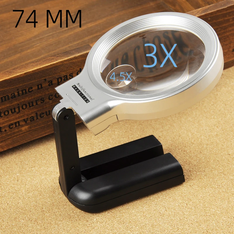 

3X увеличительное стекло без помощи рук со светодиодной подсветкой, складная портативная лупа с подсветкой для чтения, осмотра, ремонта