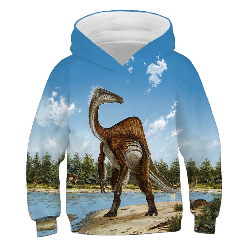 

3D children's printed sports sweatshirt 4-14 years old children's long-sleeved animal dinosaur pattern hoodie boys girls pullov