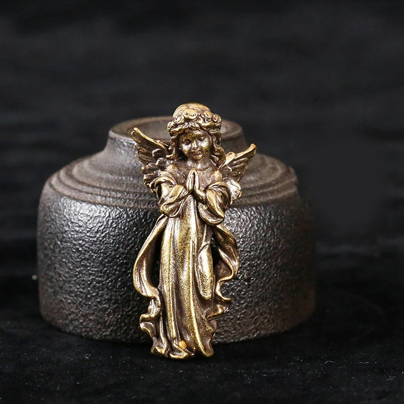 

Retro Copper Ornaments Brass Angel Figurines Desktop Decorations Home Decor